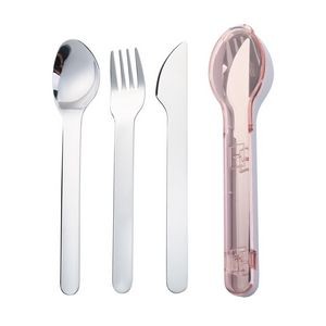 3 In 1 Portable Flatware Set Stainless Steel Fork Knife Spoon With Plastic Case 3