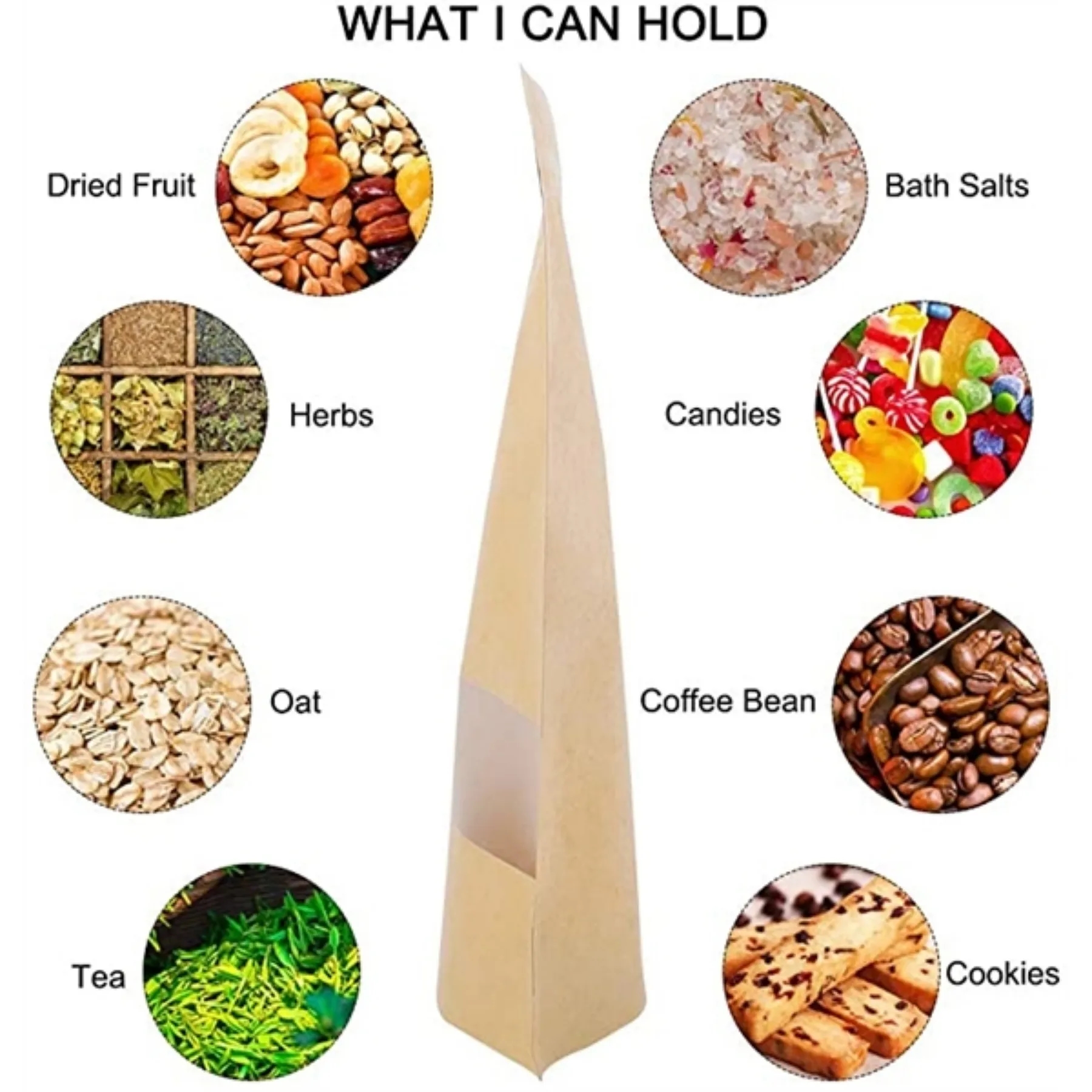3.5" x 5.5" Kraft Paper Stand Up Zip Lock Food Storage Bags 6