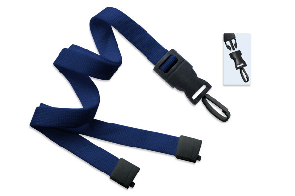 5/8" Blank Detachable Lanyard w/D-tach Plastic Swivel Hook (Navy Blue) 1