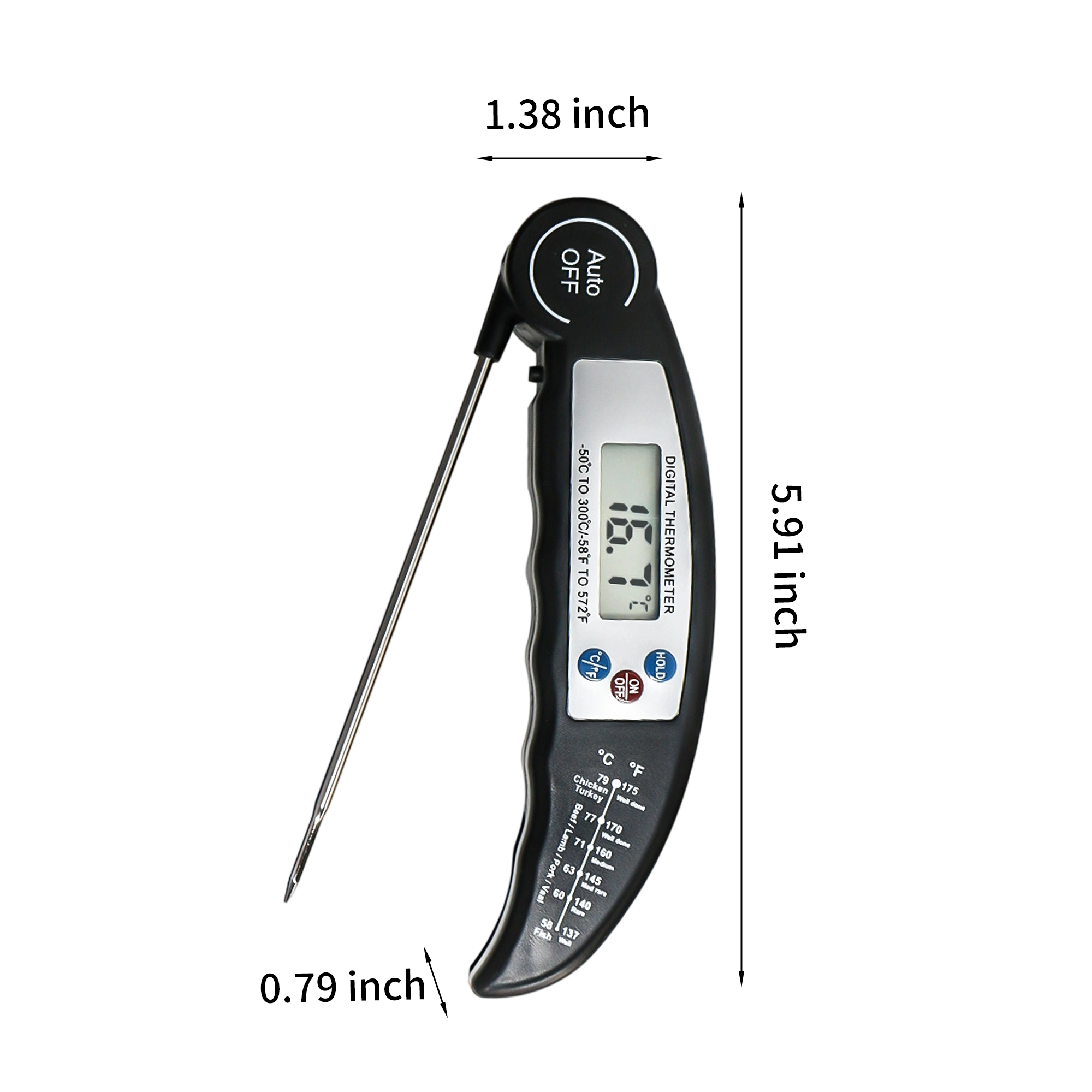Foldable Stainless Steel Probe Kitchen Food Thermometer 8