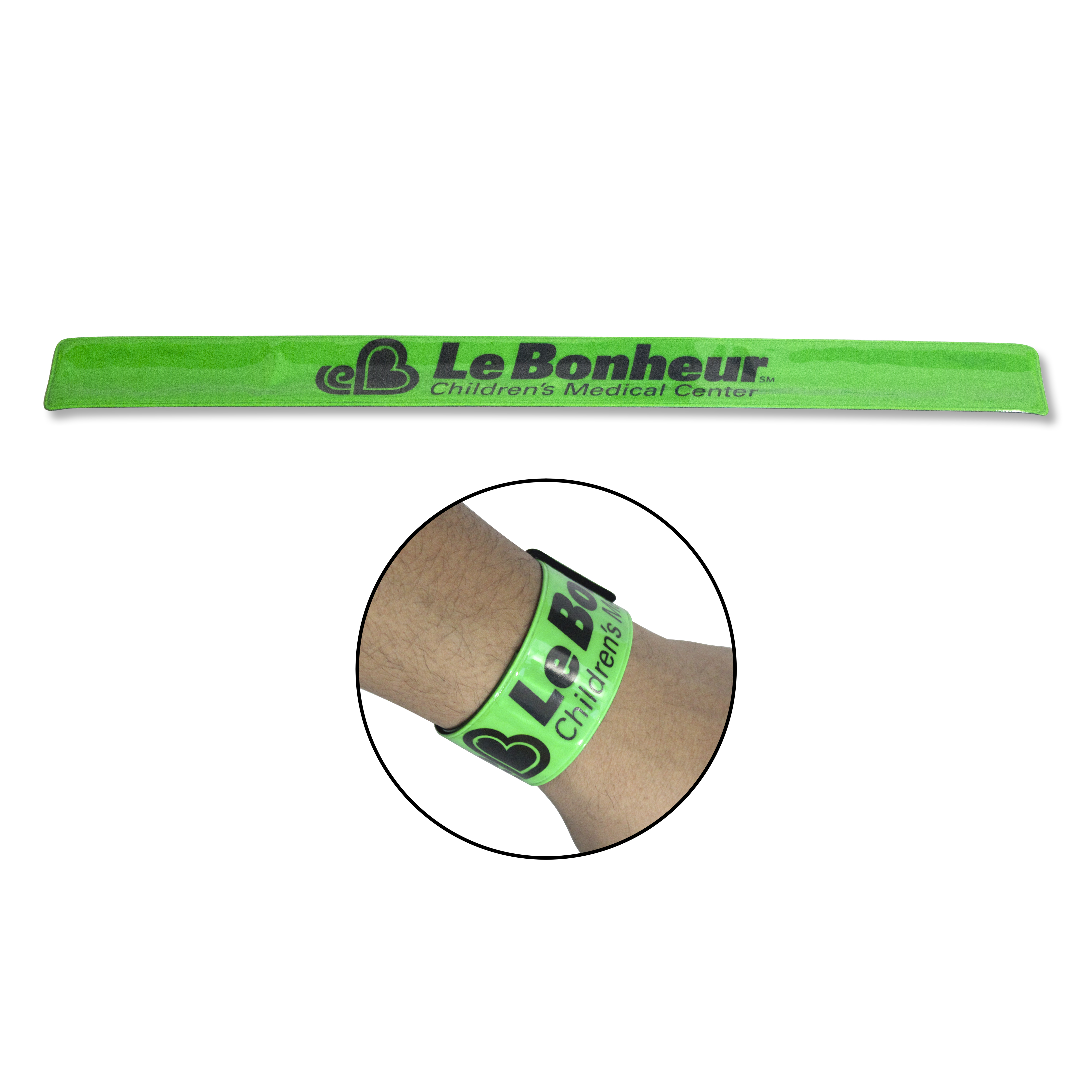 Reflective Vinyl Slap (Large) Bracelet + 1-2 color logo