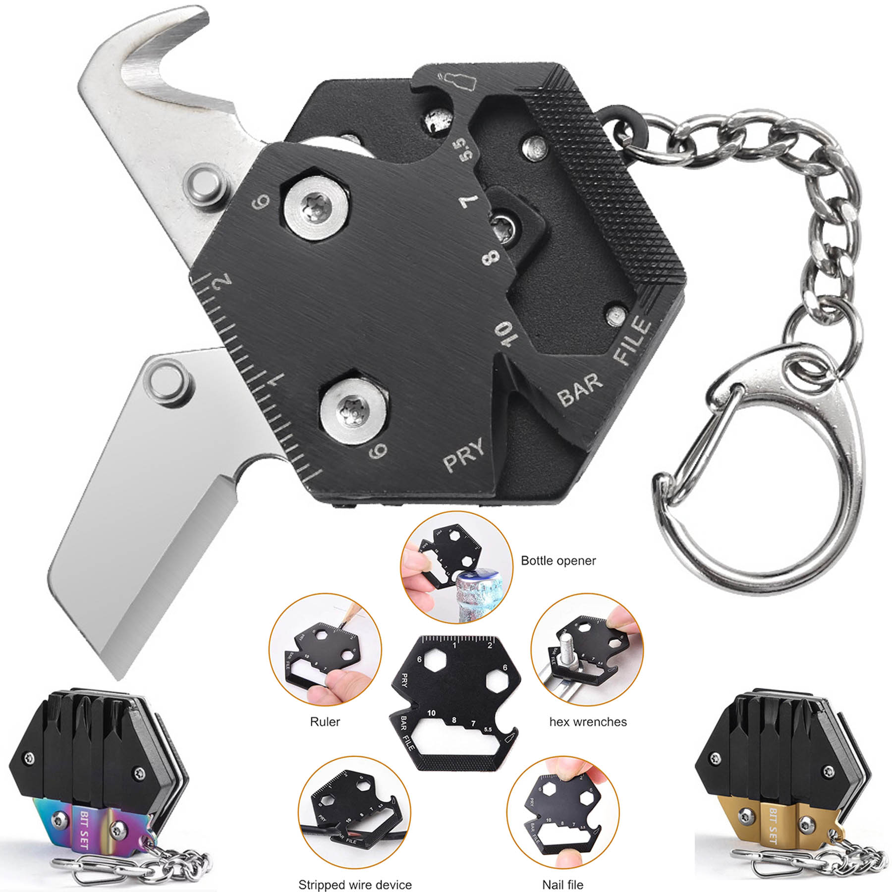 Hexagon Multitool Keychains 1