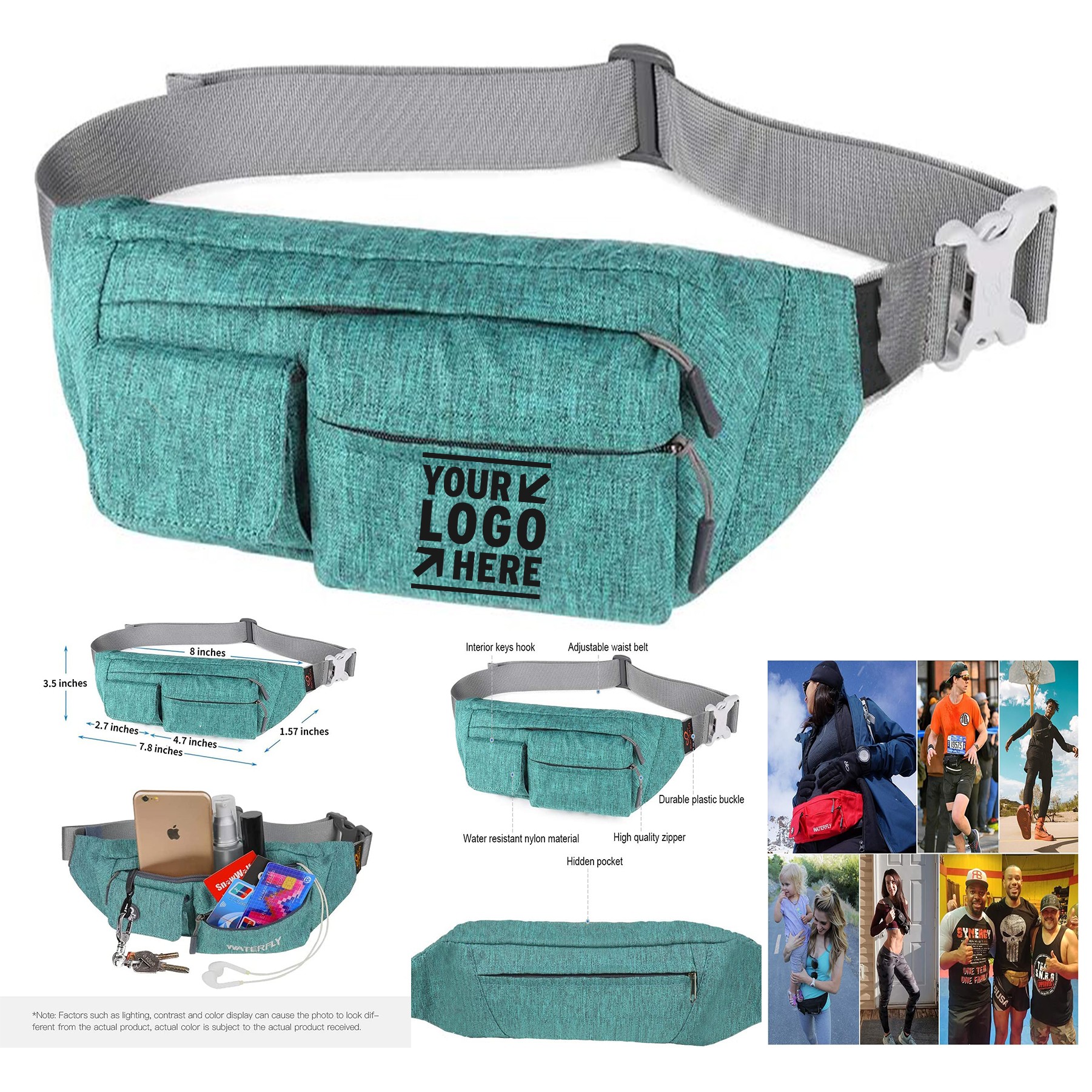 Fanny Pack Women Men 4 Pockets Water Resistant Small Waist Pouch Slim Crossbody Chest Belt Bag 3